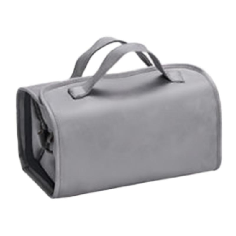 

Косметичка из кожи с 4 прозрачными съемными отдельными отделениями, складные сумки для макияжа для легкой транспортировки и хранения серый