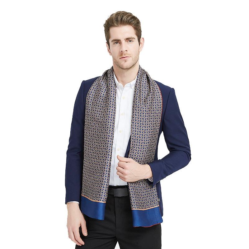 Business Men's Silk Scarf Suit with Silk Double-sided Scarf Winter New Long Scarf Gift Box