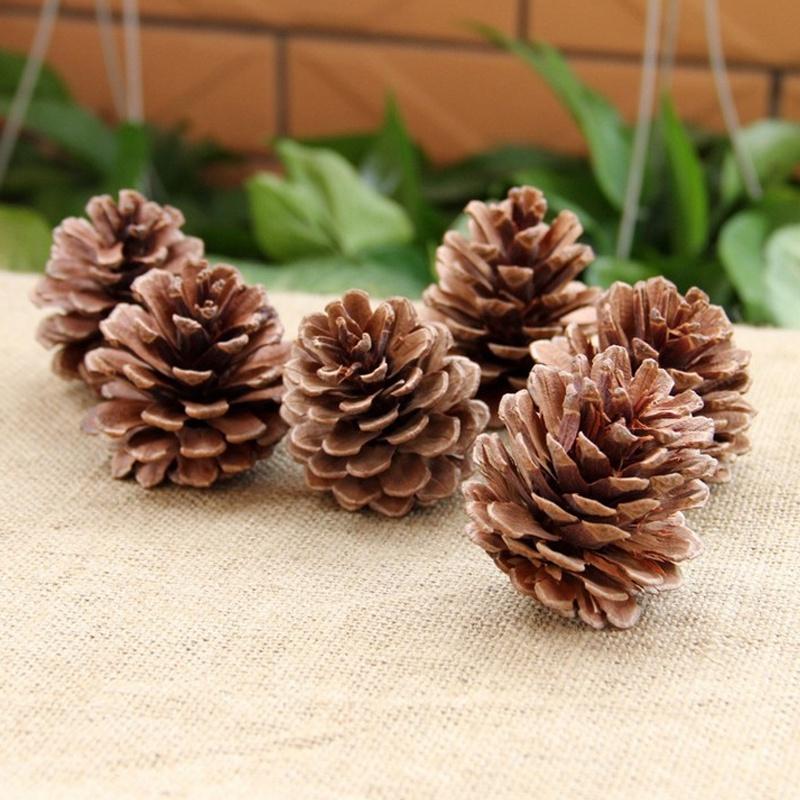 6Pcs/Bag Christmas Natural Pine Cones Rustic Pinecones Bulk Ornaments with String Crafting Home Accent Decor Tree Decoration