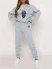 Versatile Cartoon Bear 3D Printing Two-Piece Set Long-Sleeved Sweater Trousers Casual Loose Sweater Set