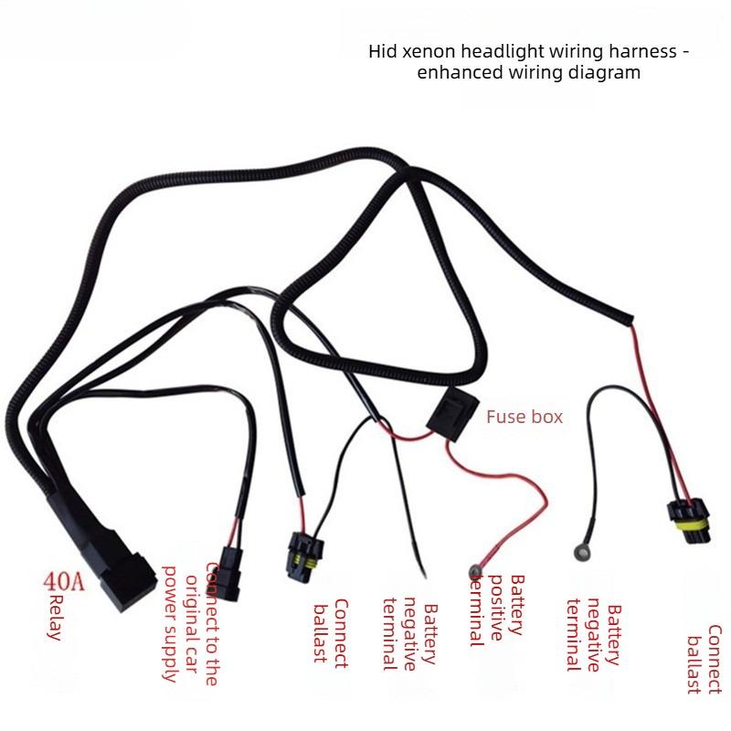 HID Reinforced Wiring Harness Xenon Lamp Reinforced Wire Set H7 H11 9005 9006 Relay Battery Extension Cable