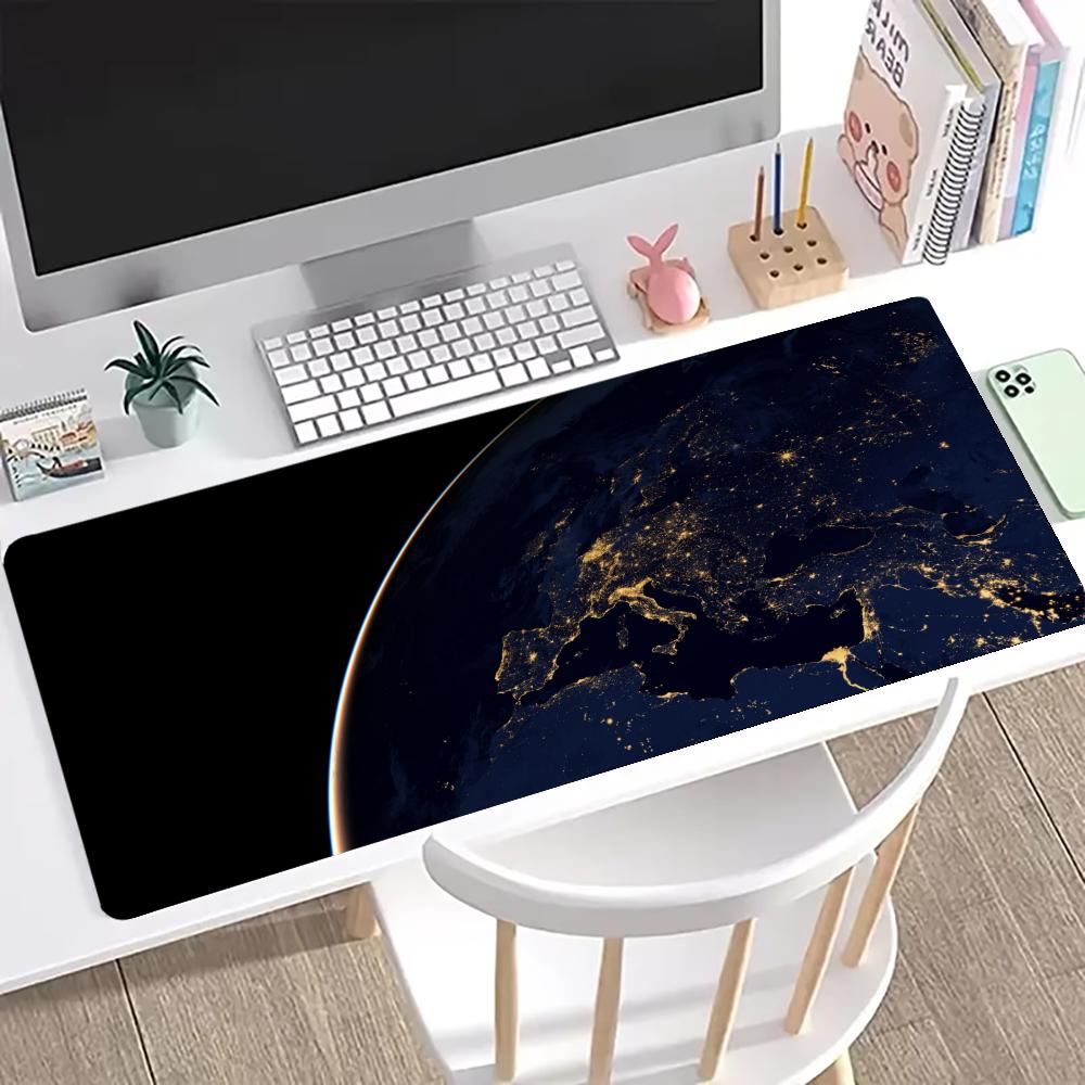 Earth Night View Mouse Pad Computer Accessories Office Game Table Mats XXL Rubber Antislip Gaming Keyboard Mousepads Desk Pads