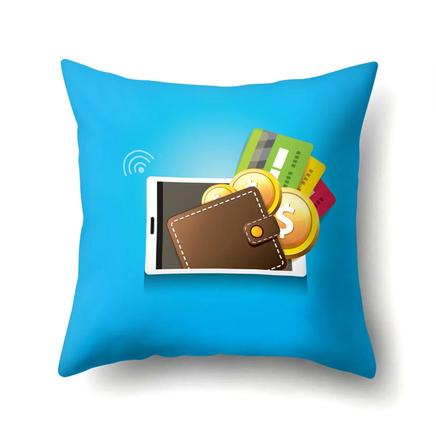 

Наволочка с принтом мультяшного кошелька, наволочка для дивана, гостиной, спальни, детской комнаты, украшение для дома, наволочка 40x40cm