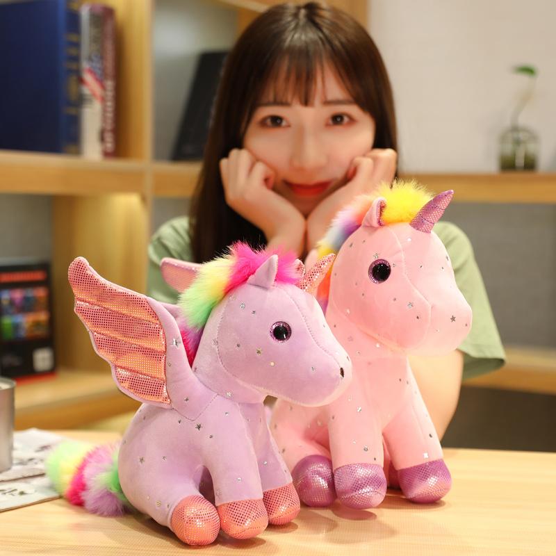 Adorable tiny Unicorn Plush Toy Cartoon Stuffed Animal Angel Unicorn Doll Birth Date Home Decor Gifts great for daily use