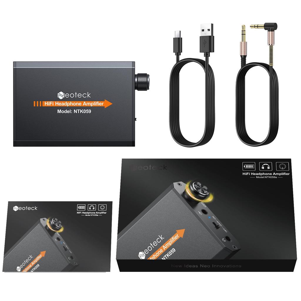 Neoteck Portable Headphone Gain Matte Aluminum Compatible with and More Amplifier, HIFI, 2-Stage Switch, Shell, 3.5mm Jack, MP3, MP4, Smartphones,