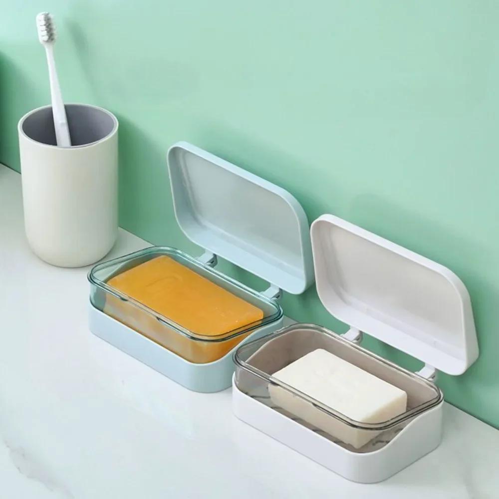 Creative Clamshell Soap Box Simple Transparent Plastic Drain Box Household Dormitory Soap Box Toilet Balcony Bathroom Baños