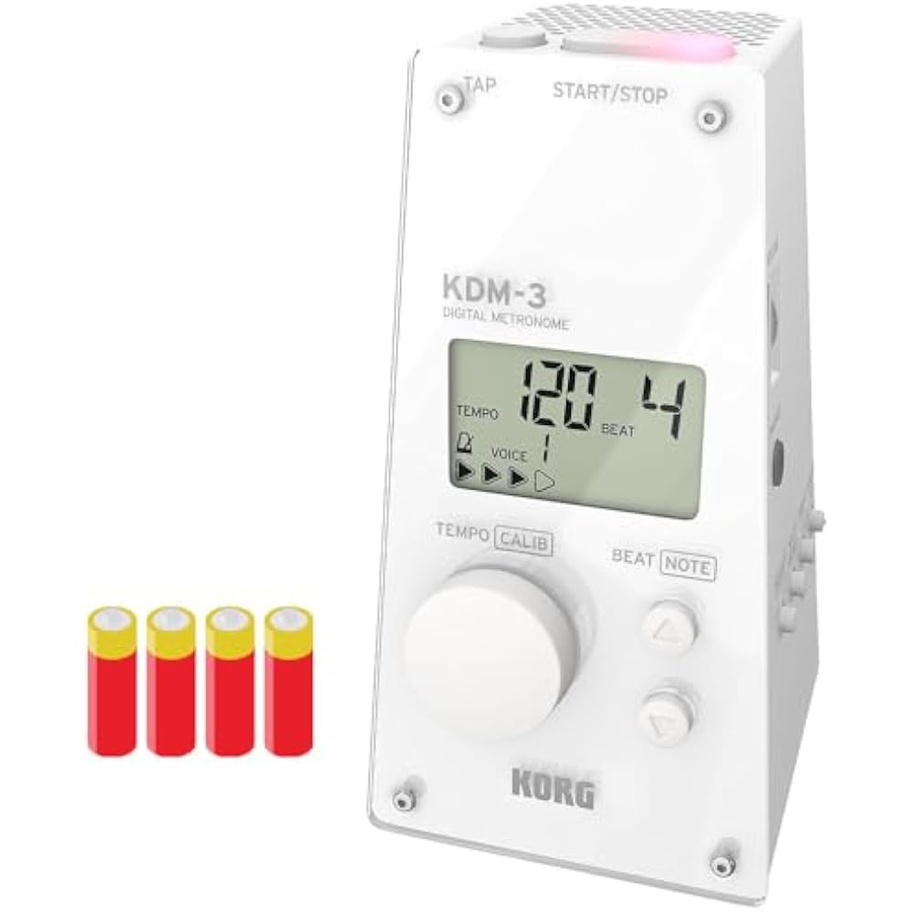 KORG Digital Metronome KDM-3 White AAA Battery Set Small Tuner Function KORG