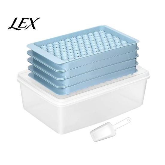 Silicone Ice Ball Tray Mini Cube with Bin And Scoop, Small Round DIY Cocktail Maker Mold for Coffee Drinks, Easy Release Stackable Freezer 27cm светло-синий