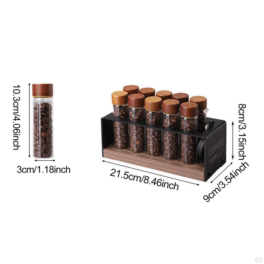 Skleněný držák/dávkovač na kávová zrna 8,5 palce x 3,5 x 3,2 palce pro efektivní kontrolu porcí