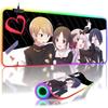 Anime Kaguya-sama Large Non-slip Mouse Pad LED Backlit Shinomiya Kaguya Leopard Mouse Pad Table Overwatched Gaming Keyboard Mat