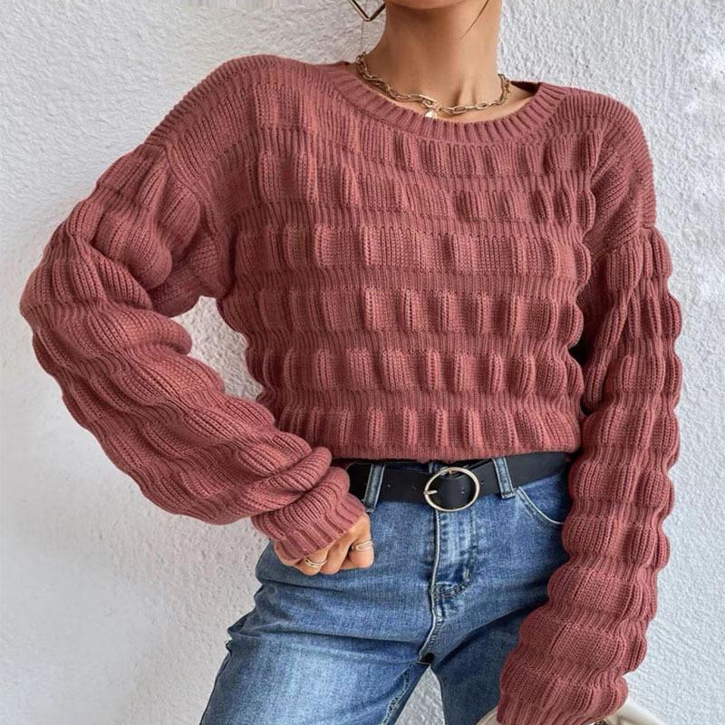

Women s Knitted Sweater with Textured Check Pattern Loose Fit Autumn Winter Long Sleeves Elegant Commuter Style Luxurious Relaxed Versatile Top 2XL