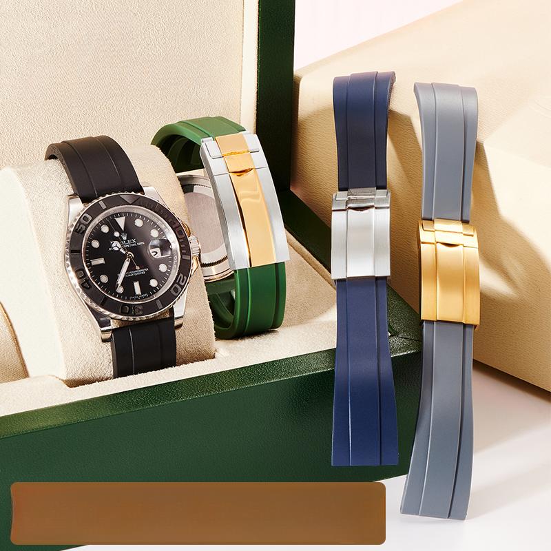 Paski do zegarka Daytona Yacht Log Czarny Zielony Water Ghost Zakrzywione zakończenie 20mm Silikonowy Wypukły Interfejs Czerwony Niebieski Pasek do zegarka