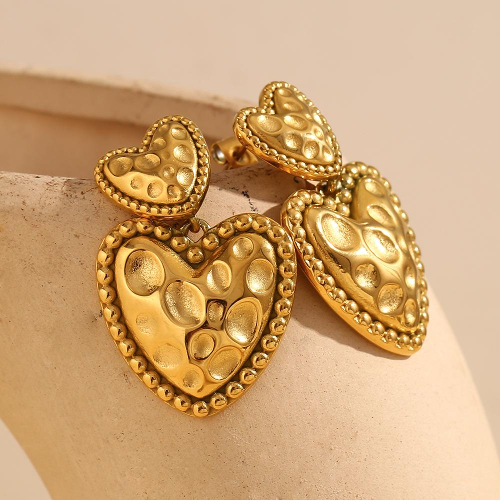 MamacitaSlay New In Two Hearts Oval Pits earrings women Ladies' earrings 316L stainless steel jewelry woman Decoration