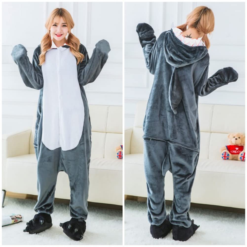 Moerstar Shark Kigurumi Pajamas for Adults, Loungewear, Animal Cosplay Costume, Unisex, Soft, Cute, Character, Halloween, Party Costume (Size M)