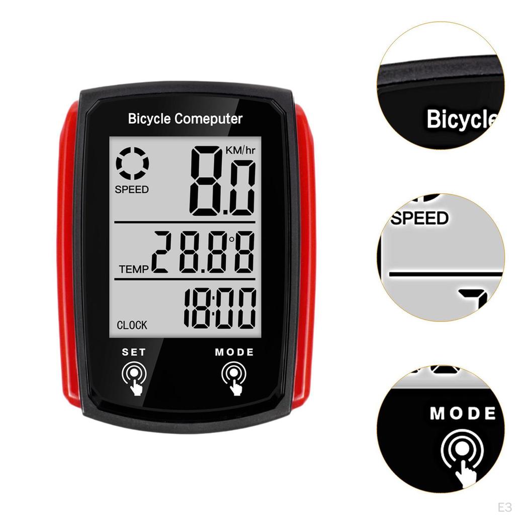 Fahrradcomputer Kabelgebunden Digitaler LCD-Bildschirm mit Hintergrundbeleuchtung Uhr Radfahren