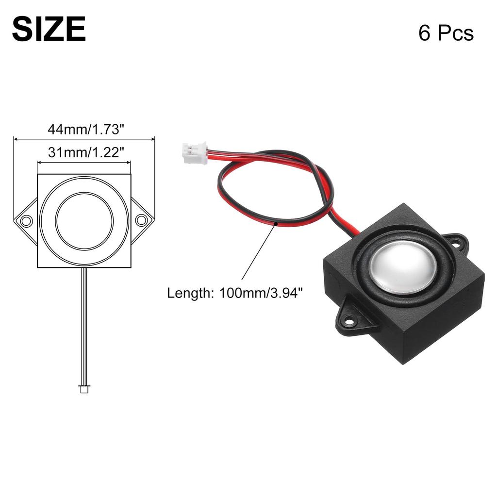 Uxcell Speaker 3W 8 Ohm Mini Speaker Micro Speaker with J Interface for Small Electronic Projects Advertising Machine LCD TV Monitor 6pcs ST-PH2.0