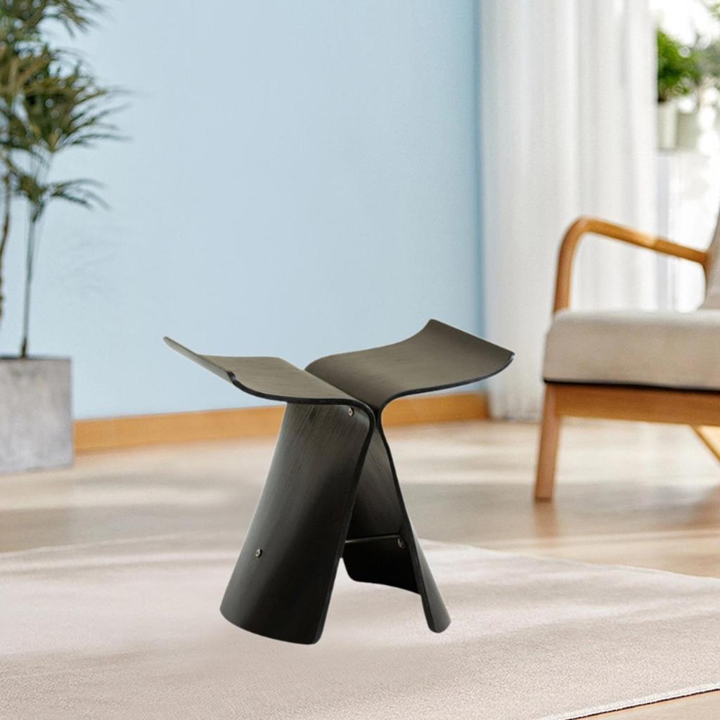 Wooden Footstool Stable Ottoman Stool for Playroom Dressing Room Living Black