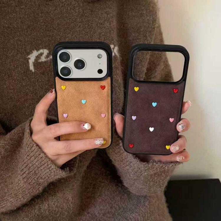 3D Heart Velvet Luxury Yellow Phone Case for iPhone 17 Pro Max/16/15
