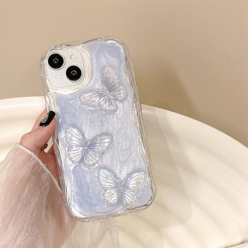 

For iPhone 15 Pro Case 3D Epoxy Butterfly TPU Shockproof Phone Cover As Shown A