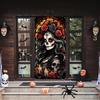 Day of The Dead Door Cover Dia De Los Muertos Boor Banner Backdrop Sugar Skull Rose Altar Mexican Fiesta Party Decorations