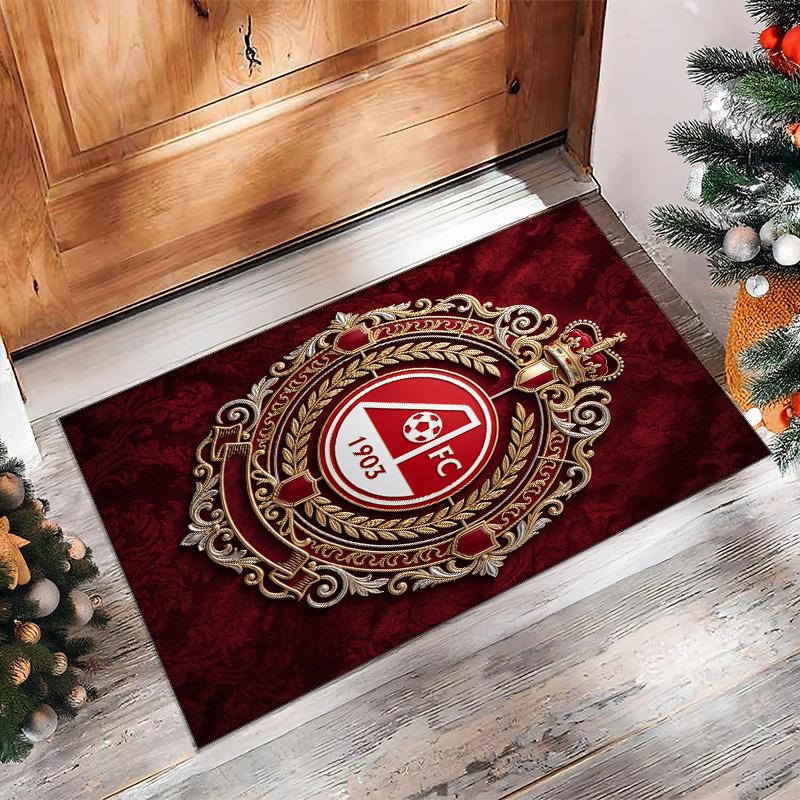 Aberdeen FC Soccer Football Pattern Soft Area Rug Non Slip Indoor Floor Carpet Sports Decor Mat for Bedroom