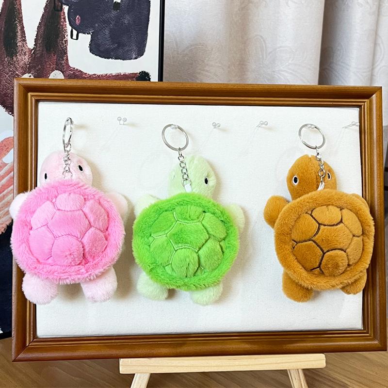 Little Turtle Plush Doll Keychain Toys Soft Cute Cartoon Tortoise Car Keyrings Fill Dolls Bag Pendant Couple Pendant Toys Gifts