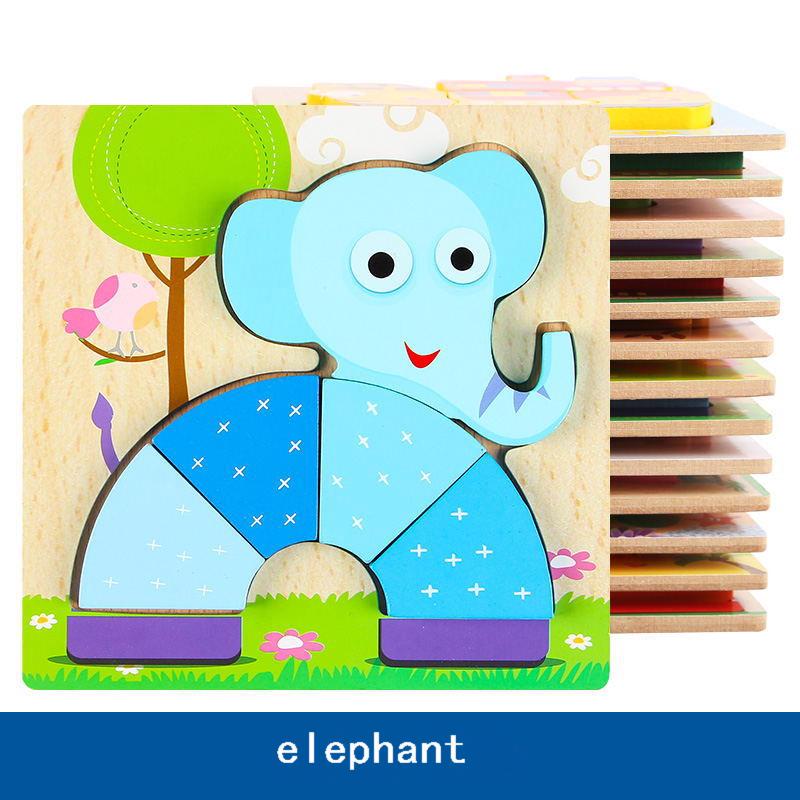 Children Wooden Toy Fruit Animals Transportation 3D Jigsaw Puzzle