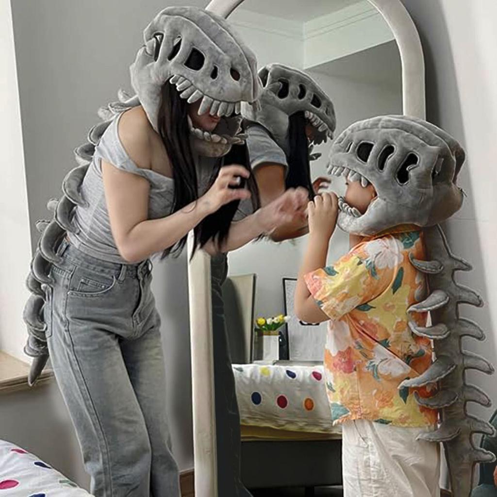 PP Cotton Dinosaur Skeleton Costume Skeleton Design 3D Dinosaur Skeleton Capes Plush Softness Easy To Clean for Halloween Themed