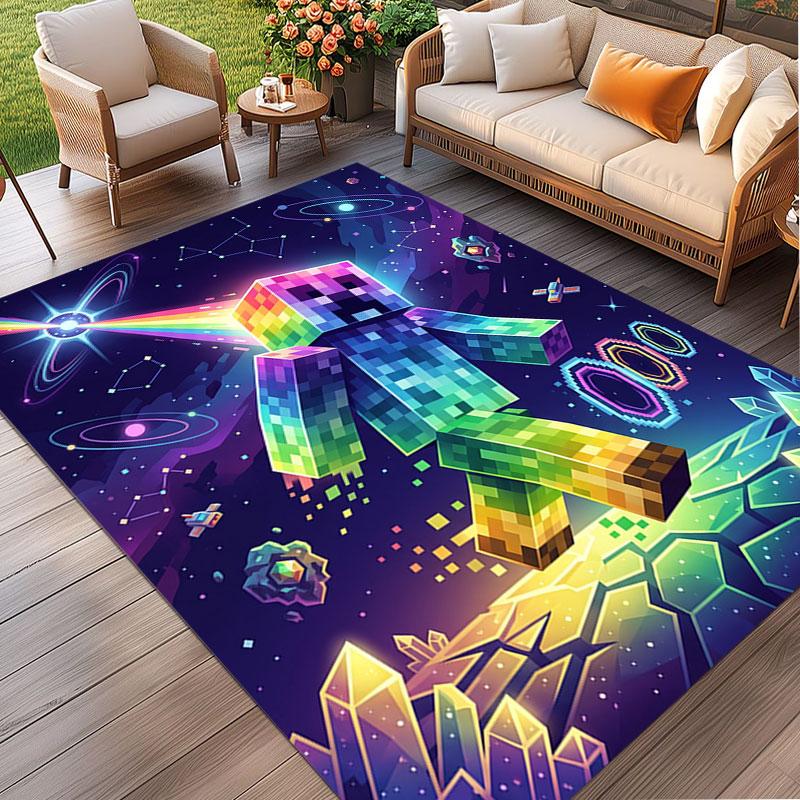 Minecraft Print Rug, Washable Floor Carpet, For Entryway Dorm Laundry Room Office Study, Home Decor Birthday Christmas Gift