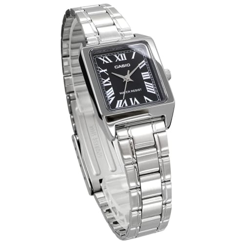 Casio Standard Analog Women's Watch LTP-V007D-1B Black with Silver Metal Band, Overseas Model