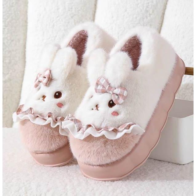 Women s room shoes, beautiful, stylish, rabbit, fluffy, warm, washable, non-slip, girly, cute, unique, leading role, presence, relaxed, mature,