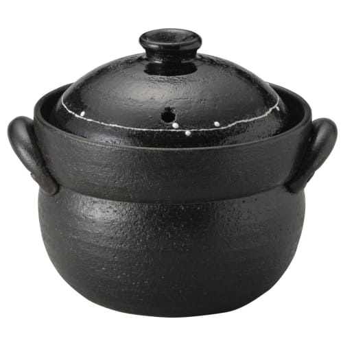 

Banko Ware Rice Cooker, 2-cup Capacity, Black Glaze with Line Pattern, 13433