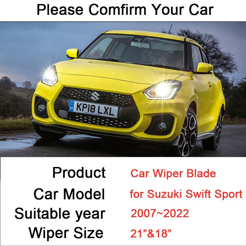 Car Front Windshield Wiper Blades for Suzuki Swift Sport 2007 2008 2009 2010~ Two Frameless Rubber Snow Scraping Accessories