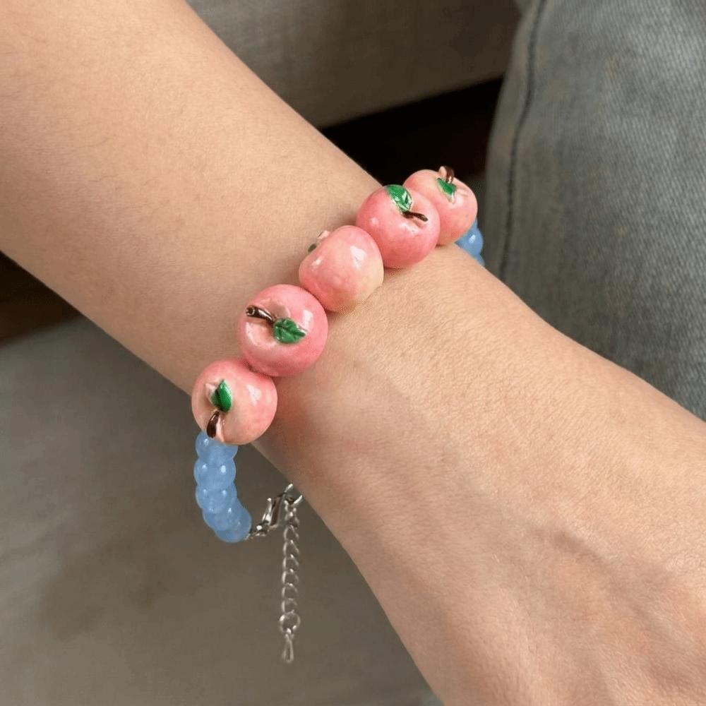 Exaggerated Lemon Bracelet Colorful Beads Stacked Bracelet Cute Fruit Beaded Bracelet  Girls Wear