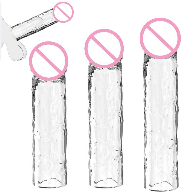 3 pezzi/set Manicotto per pene riutilizzabile Morbido Trasparente Manicotto per pene Estensore per pene Giocattoli sessuali per adulti per uomini Ingranditore per pene resistente