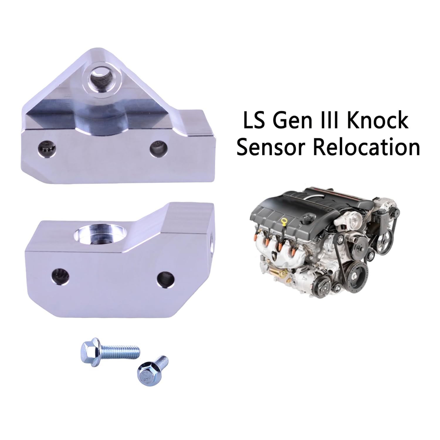 

Mallofusa Knock Sensor Relocation Brackets Compatible for Chevy LS GM LS LS Gen 3 Engines LS1 LM7 LR4 LQ4 LS6 L59 LQ9 LM4 5