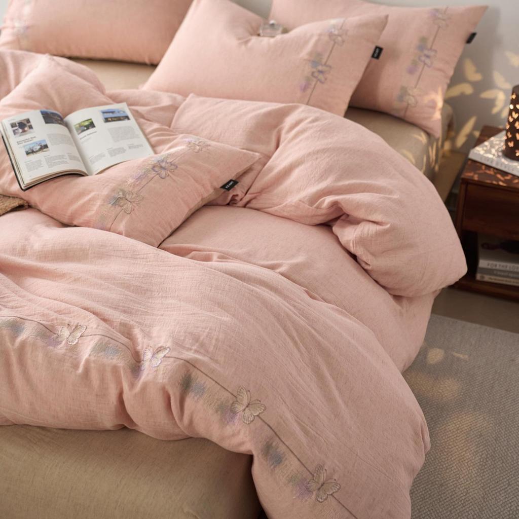 Luxurious Retro Tencel Cotton Linen Four-Piece Bedding Set - Lyocell & Pure Cotton Fitted Sheet for All Seasons