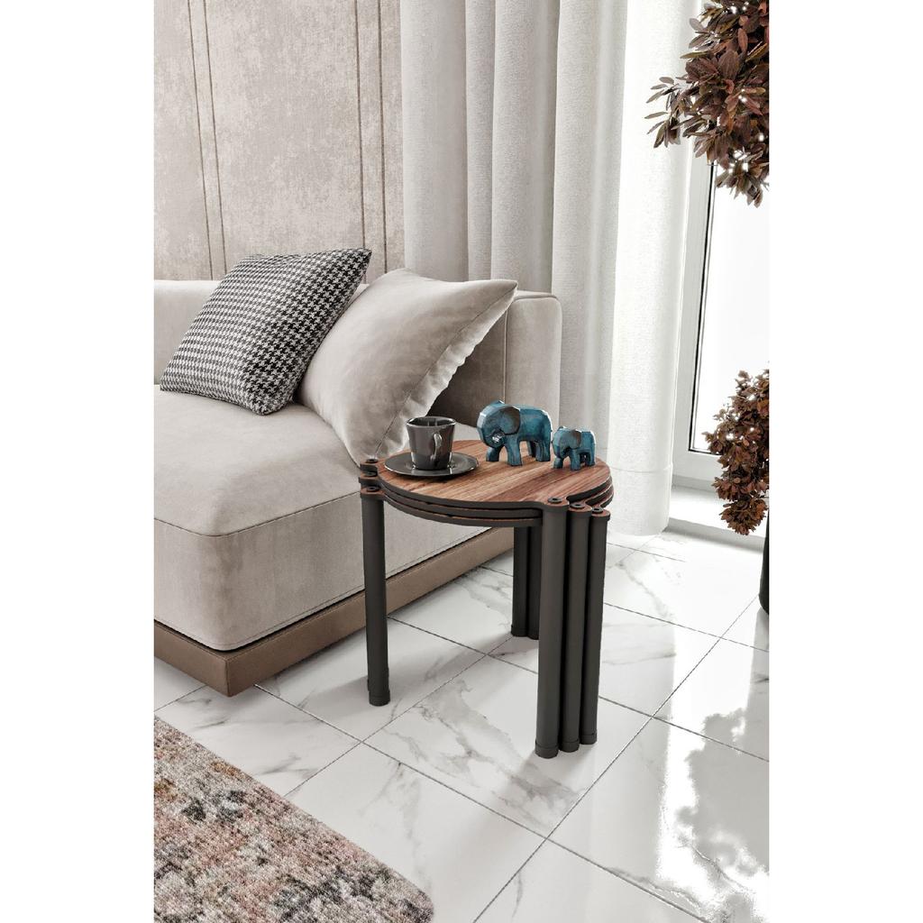 La Via Walnut Round Nesting Nest 3 Pieces