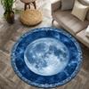 Moon retro style Flannel-printed round floor mats are slip-resistant Suitable for living room bedroom terrace garden carpets
