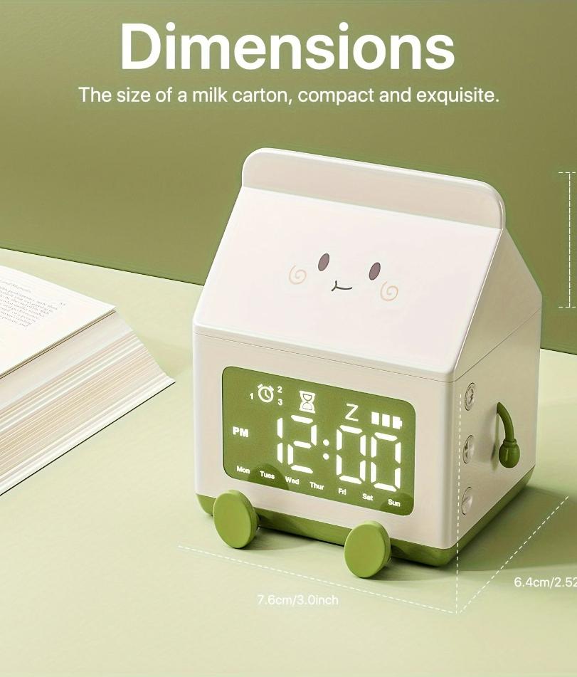 Creative Milk Box Digital Alarm Clock Date Display Mini Countdown Cute Electronic Bedroom Table Clock