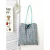 Spring New Korean Style Floral Double-Sided Shoulder Bag for Women Fresh Travel Canvas Tote Handbag