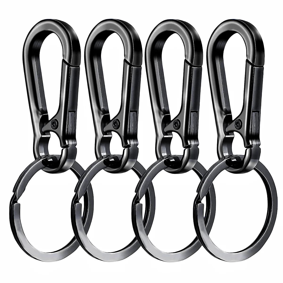 

4Pcs Carabiner Clip Keychain Metal Carabiner Shape Key Ring Keyring Key Holder Clips Hook Holder Organizer for Car Keys Finder f 4PCS чорний