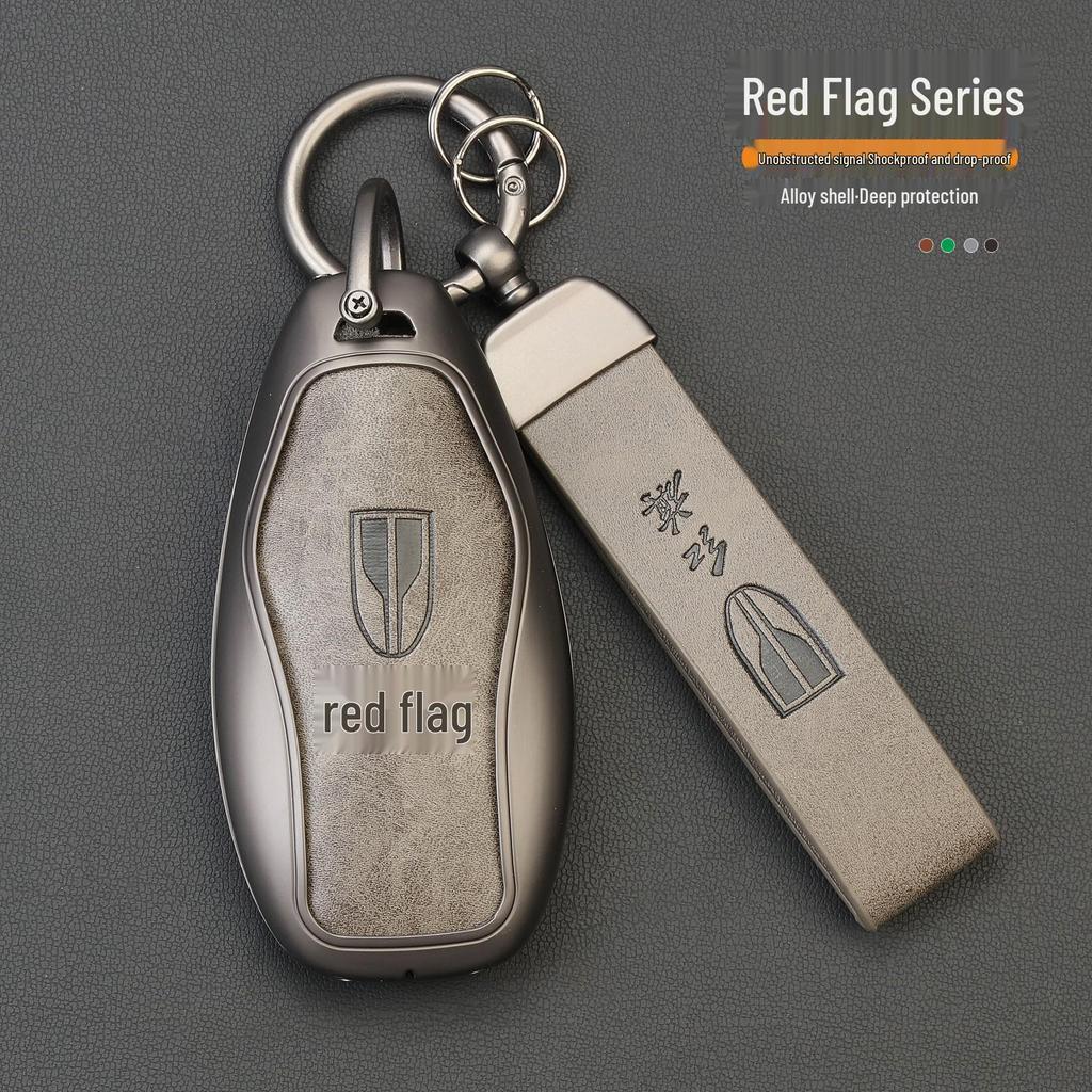 Leather Key Case for Hongqi HS5/H7/H5/HS7 - Alloy Protective Shell