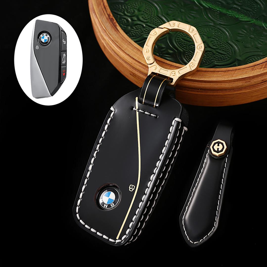 

Подходит для BMW X5X6X7 нового стиля, высококачественный чехол для ключей ручной работы из коровьей кожи, брелок, чехол для ключей автомобиля чёрный