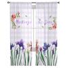 Cortinas de Janela Xadrez Floral Cortina de Tule Chiffon Transparente Decoração de Fundo para Sala de Estar Doméstica