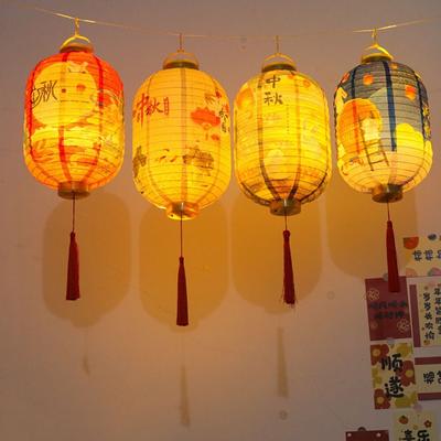 Luminous Chinese Handheld Lantern Traditional Festival Portable Mid Autumn Lantern Red Lucky Antique Paper Lantern