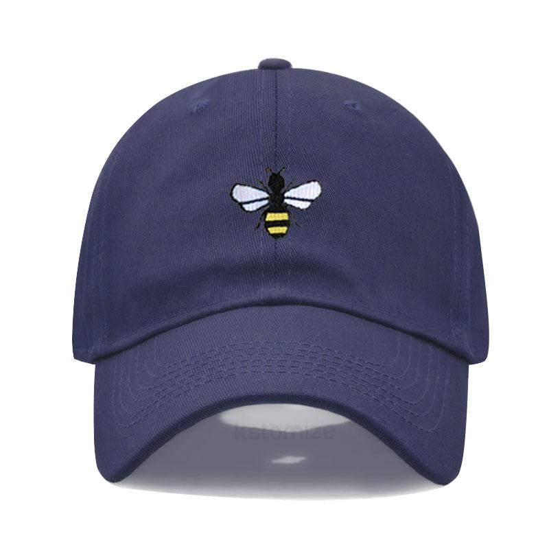 Washed Cotton Honeybee Embroidery Baseball Caps For Men Women Dad Hat Adjustable Snapback Cap Dropshipping