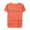 Women's Summer Ice-Silk Short-Sleeve T-Shirt; Loose-Fit, Shiny-Silk, Lightweight, Cropped Plus Size Knit Top for Moms
