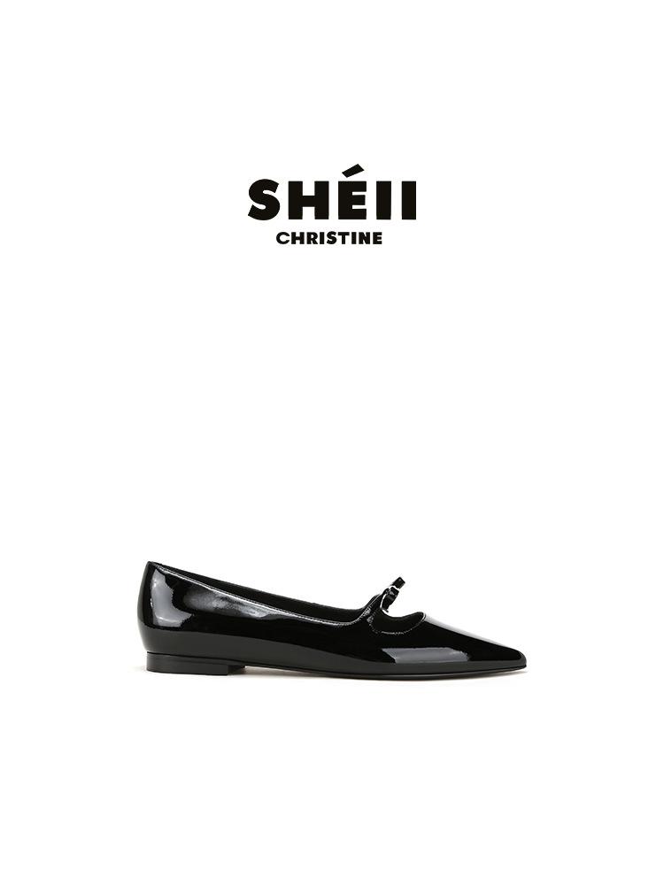 

Su Yinyin has the same pointed bow, patent leather flat-soled single shoes, versatile femininity, lazy people, and Mary Jane shoes. 34 чёрный