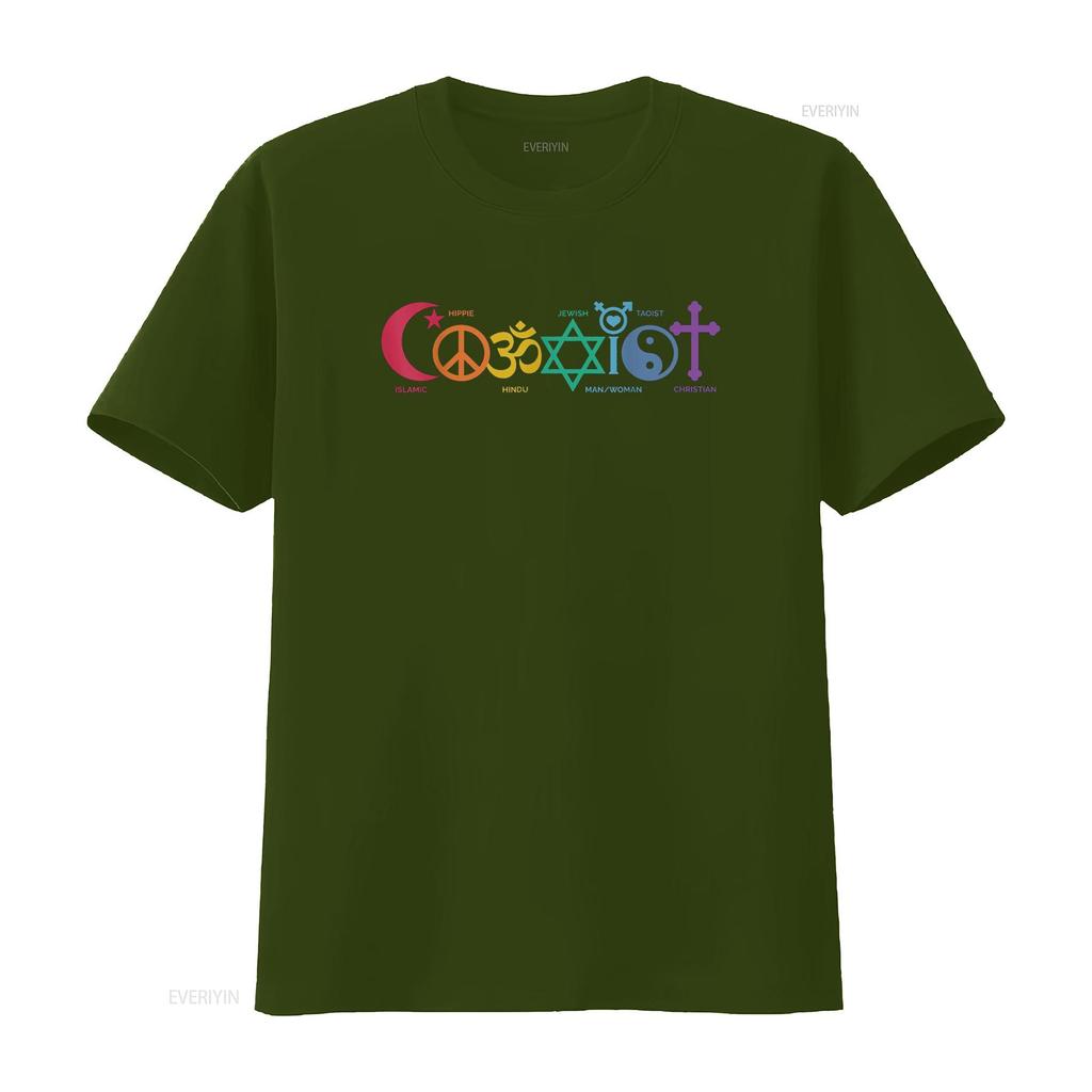 Coexist Peace Religion Equality Rights Humanity Spirituality T Shirt Vintage Washed Versatile Designer Clothes Homme Streetwear